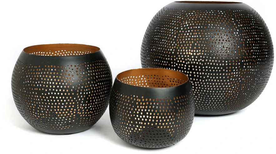 Bazaar Dekoratyvinis rutulys, The Pierced Ball, 22x22x19 cm, juodai auksinė, žalvaris