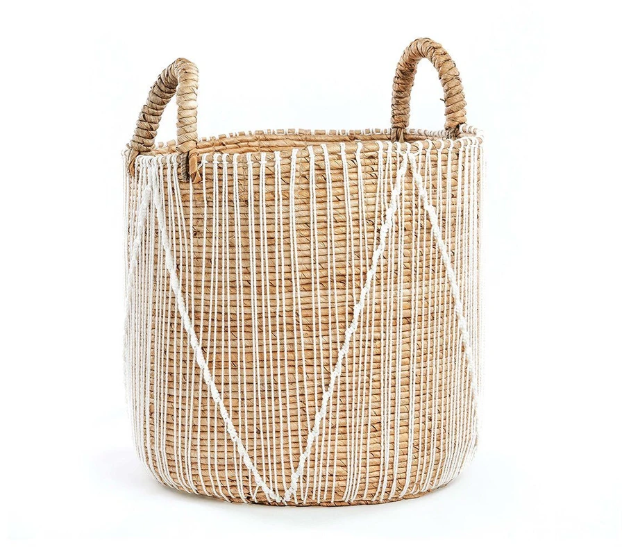 Bazaar Krepšys, Tiesi siūlai Makrame technika, 0,35x0,35x0,45 m, Jūros žolė