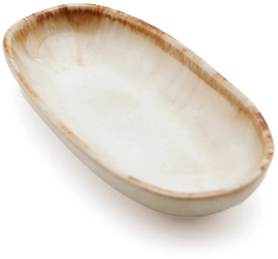 Bazaar Ovalinė lėkštė, 7x16x3 cm, balta, akmens keramika