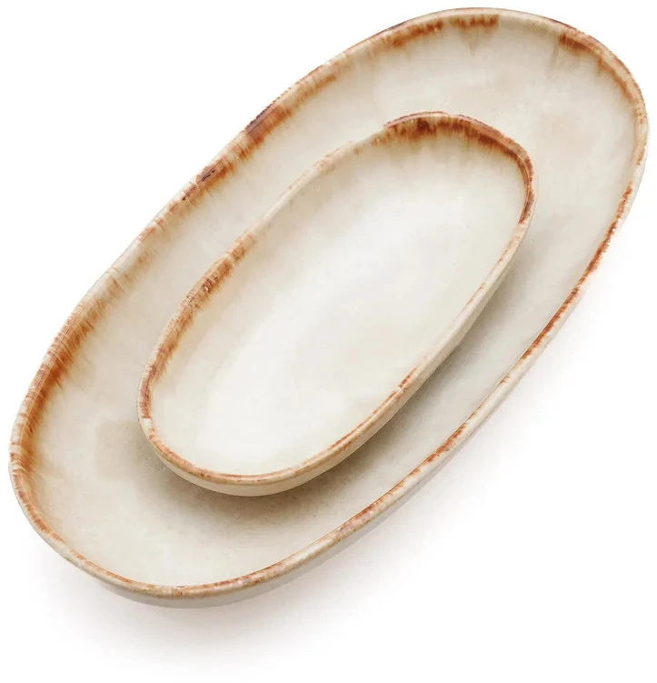 Bazaar Ovalinė lėkštė, 7x16x3 cm, balta, akmens keramika