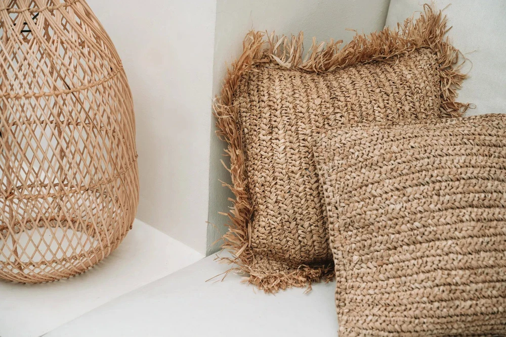 Bazaar Pagalvės užvalkalas, Raffia Flores, 40x40 cm, Natūralus