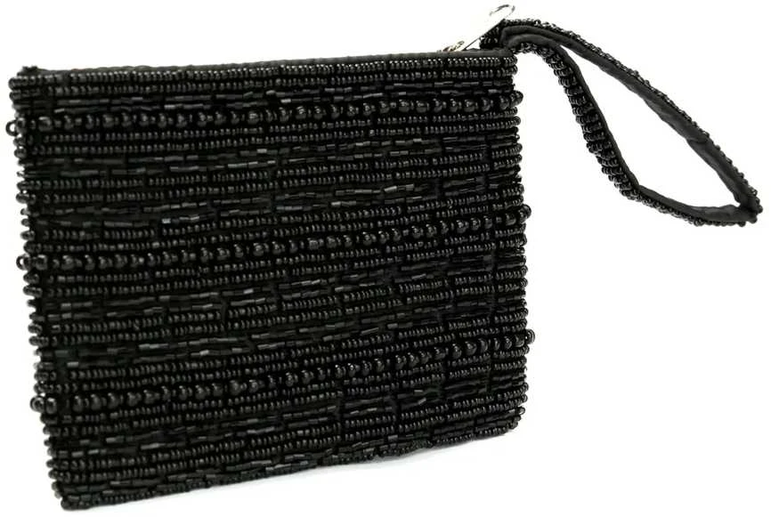 Bazaar Piniginė, juoda su karoliukais, 0,1x0,14x0,02 m, juoda