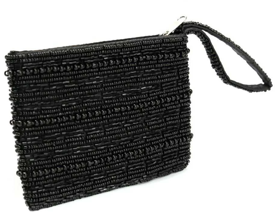 Bazaar Piniginė, juoda su karoliukais, 0,1x0,14x0,02 m, juoda