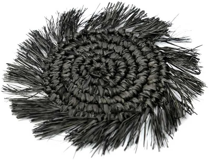 Bazaar Poilsis, Fringe Raffia, 10x10x1 cm, Juoda
