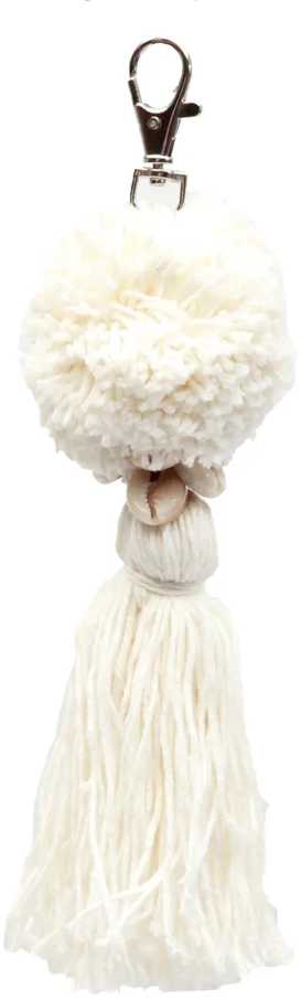 Bazaar Raktų pakabukas, Pompom, 0,04x0,04x0,15 m, Balta