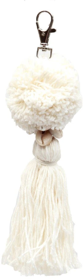 Bazaar Raktų pakabukas, Pompom, 0,04x0,04x0,15 m, Balta