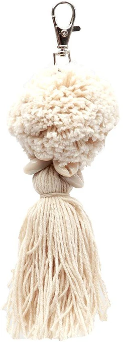 Bazaar Raktų pakabukas, Pompom, 0,04x0,04x0,15 m, Balta