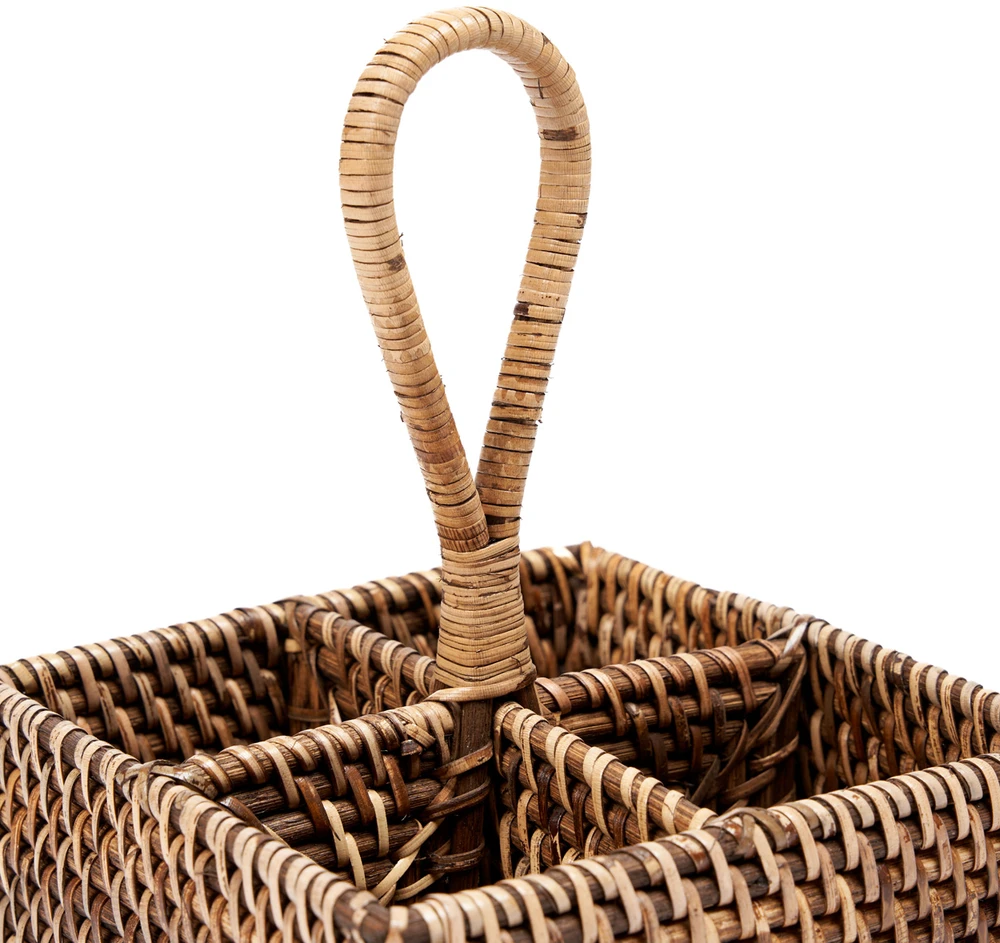 Bazaar Stalo įrankių dėklas 18x18x28 cm rudos spalvos rotangas