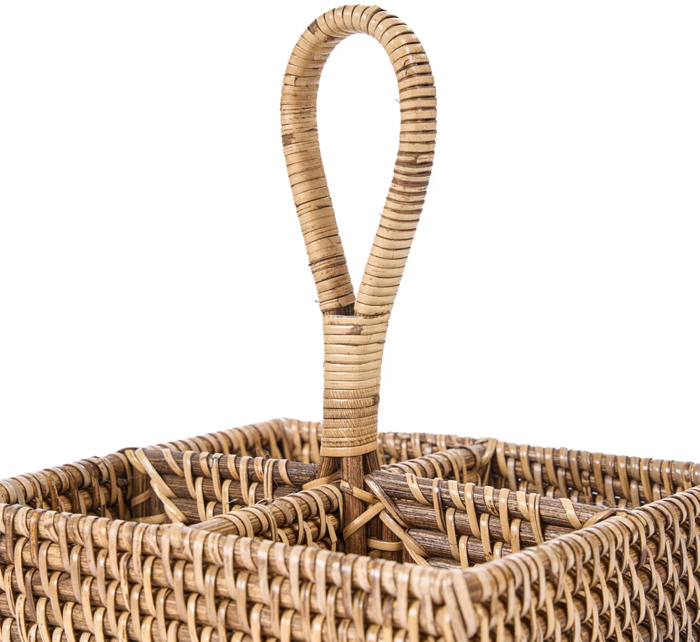 Bazaar Stalo įrankių dėklas 18x18x28 cm rudos spalvos rotangas