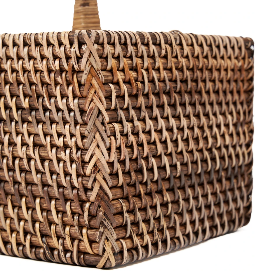 Bazaar Stalo įrankių dėklas 18x18x28 cm rudos spalvos rotangas