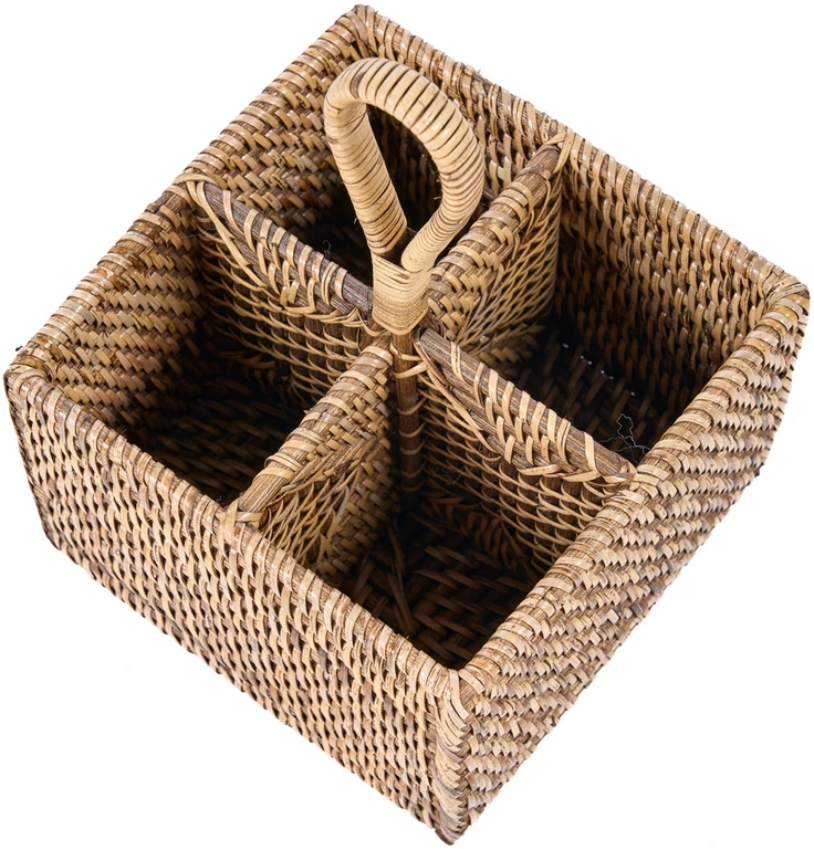 Bazaar Stalo įrankių dėklas 18x18x28 cm rudos spalvos rotangas
