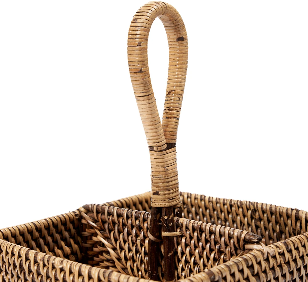 Bazaar Stalo įrankių dėklas, 18x18x29 cm, rudas, rotangas