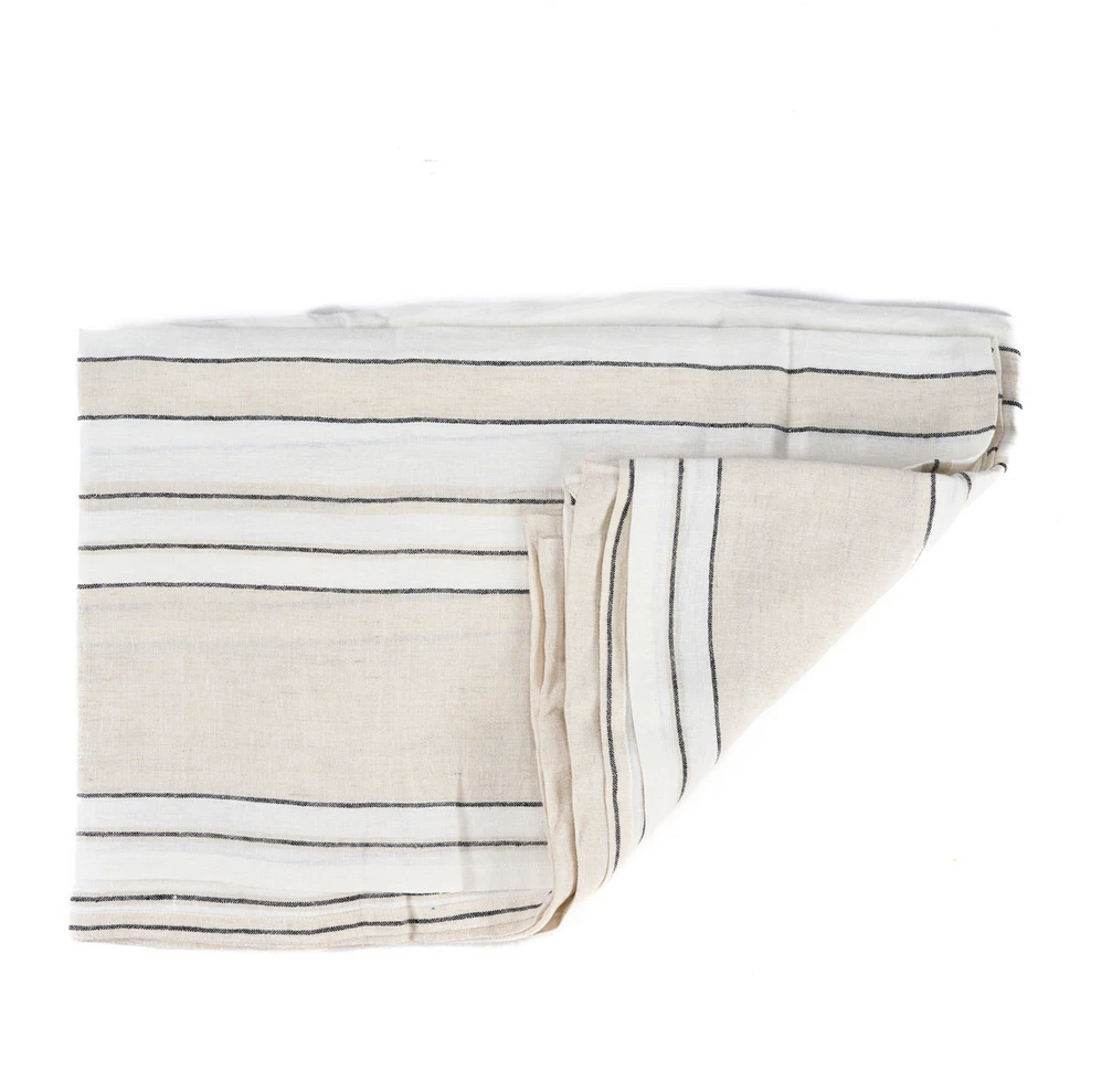 Bazaar Staltiesė 150x250 cm Juoda Balta Linas