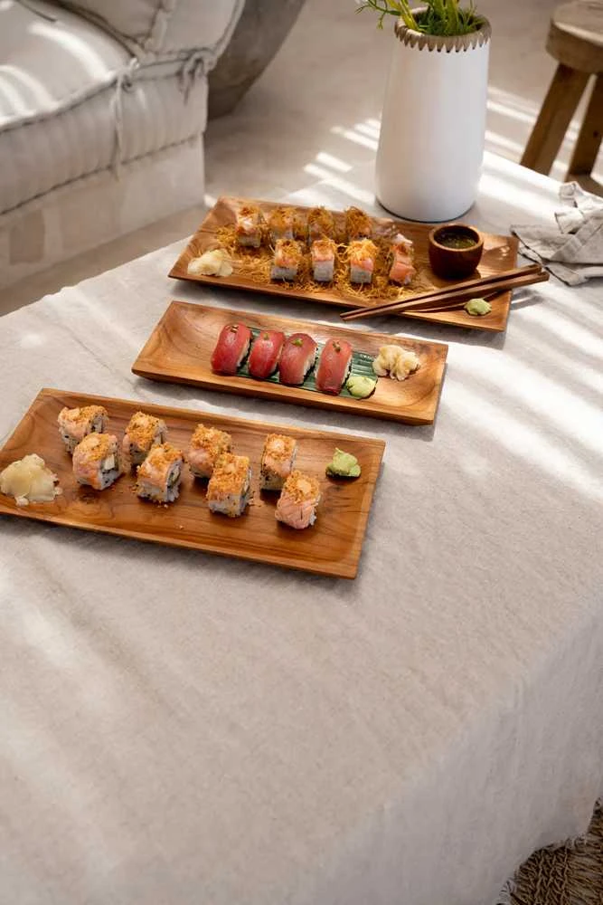 Bazaar Sushi lėkštė, tikrasis tikmedis, 0,15x0,3 m, ruda