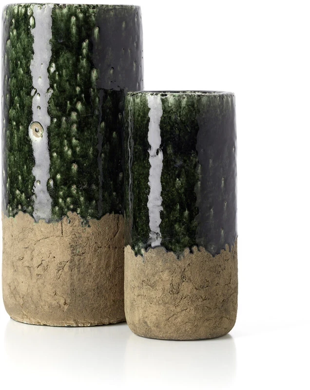 Bazaar Vaza, The Moss Cylinder, 18x18x38 cm, Žalia, Akmens keramika