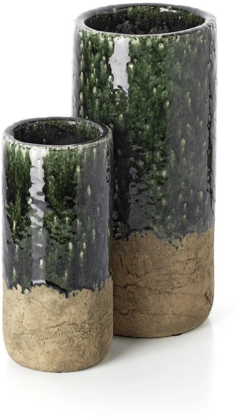 Bazaar Vaza, The Moss Cylinder, 18x18x38 cm, Žalia, Akmens keramika