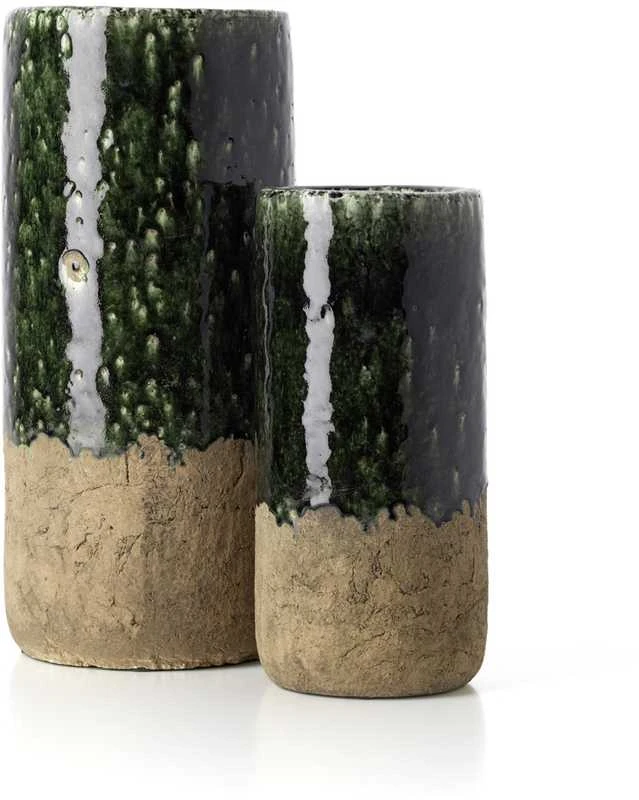 Bazaar Vaza, The Moss Cylinder, 18x18x38 cm, Žalia, Akmens keramika