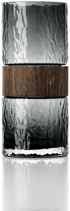 Bazaar Vaza The Wood You Be Mine 11x11x24.5 cm tamsiai pilka, stiklas, medis