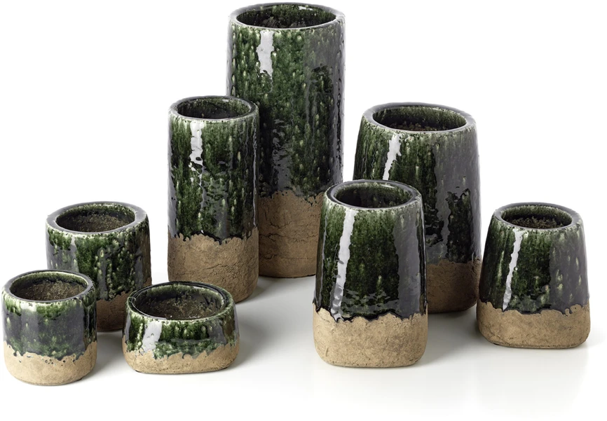 Bazaar Vazonas, The Moss Conical, 17x17x18.5 cm, žalias, akmens keramika