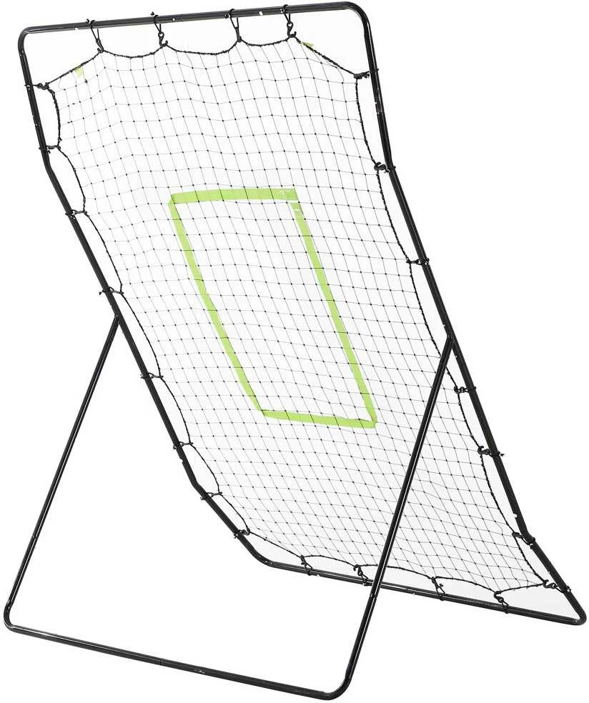 "HOMCOM" beisbolo atmušimo įrenginys "PitchBack", nešiojamasis atmušimo sienelės tinklas su smūgio zona beisbolui, futbolui, metalinis, juodas, 123 x 174 cm