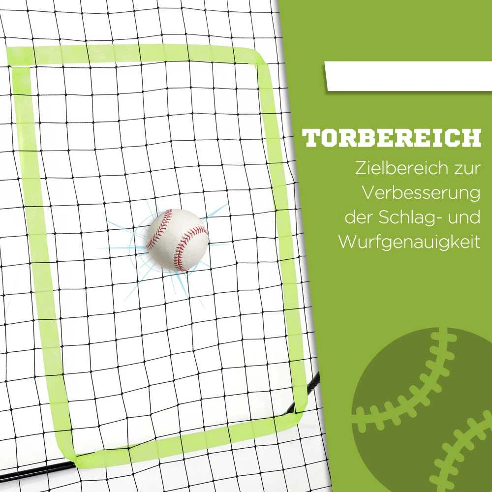 "HOMCOM" beisbolo atmušimo įrenginys "PitchBack", nešiojamasis atmušimo sienelės tinklas su smūgio zona beisbolui, futbolui, metalinis, juodas, 123 x 174 cm