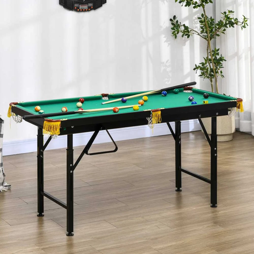 Sulankstomas biliardo stalas, 140x60x55-75 cm, Žalias
