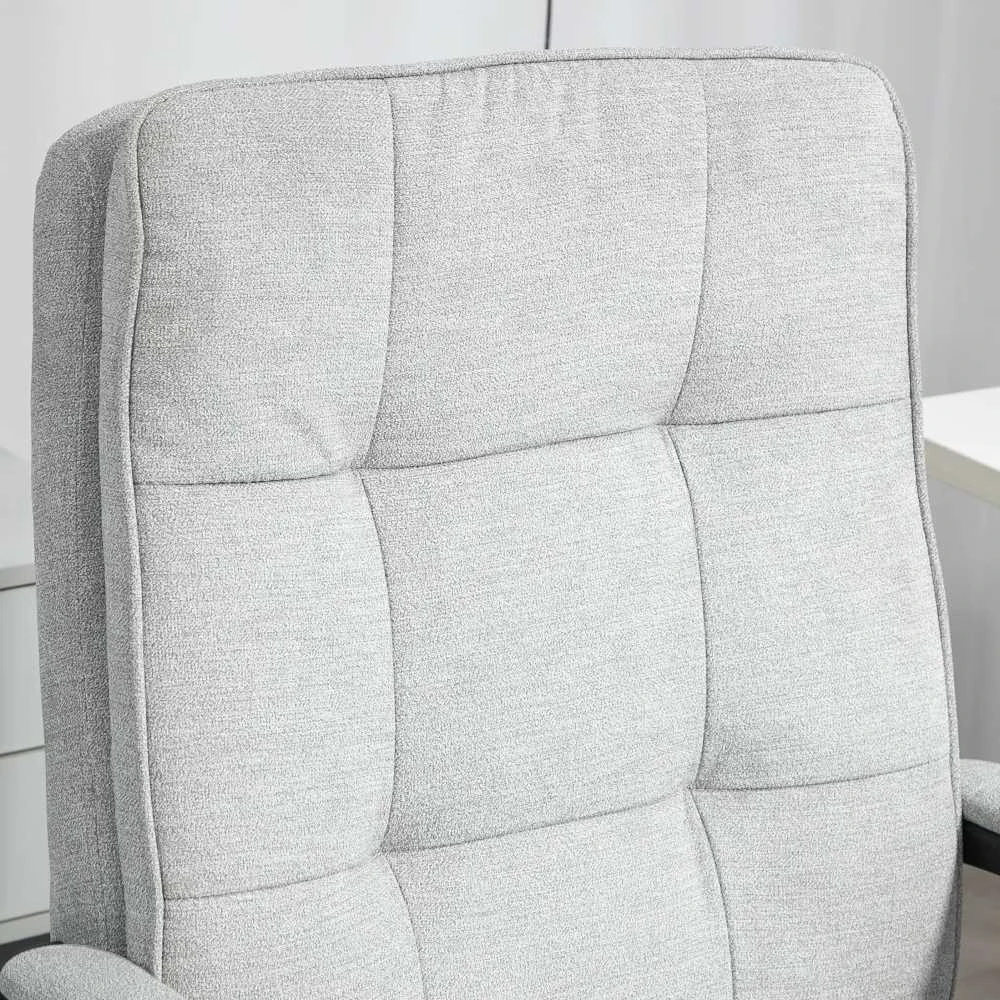 HOMCOM biuro kėdė, ergonomiška darbo kėdė su porankiais, reguliuojamo aukščio sukama kėdė su supimosi funkcija, lininio audinio išvaizda, paminkštinta kompiuterio kėdė, pilka