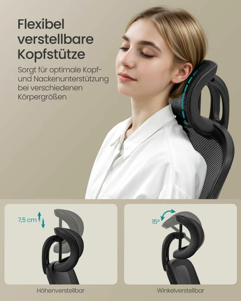 Songmics Ergonomiška biuro kėdė su tinkleliu rašalu juoda