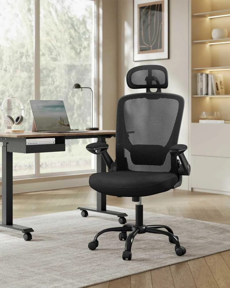 Songmics Ergonomiška biuro kėdė su tinkleliu rašalu juoda
