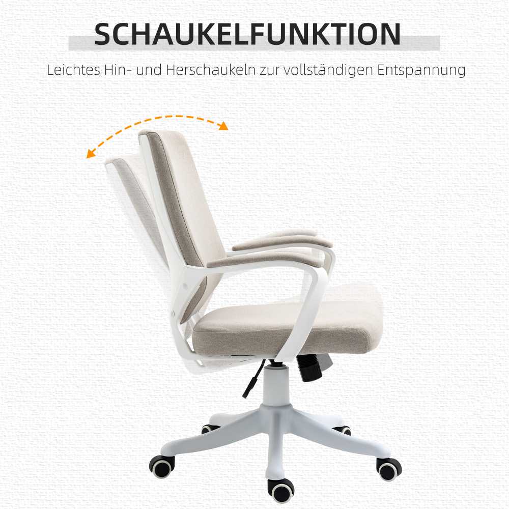 Vinsetto biuro kėdė su supimosi funkcija, reguliuojamu aukščiu, storu paminkštinimu, ergonomiška, 360° besisukantys ratukai, 62x69x92-100 cm