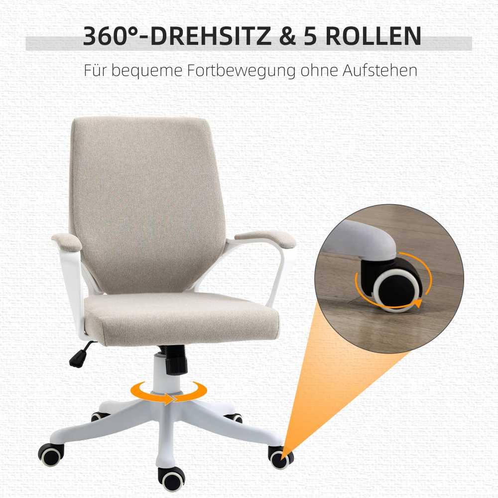 Vinsetto biuro kėdė su supimosi funkcija, reguliuojamu aukščiu, storu paminkštinimu, ergonomiška, 360° besisukantys ratukai, 62x69x92-100 cm