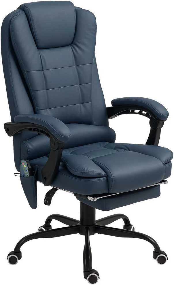 Vinsetto biuro kėdė su 7 taškų masažu, ergonomiškas biuro krėslas su atlošimo funkcija, reguliuojamo aukščio vadovo kėdė su nuotolinio valdymo pulteliu, išlaikanti iki 120 kg, skirta darbo kambariui, biurui, mėlyna