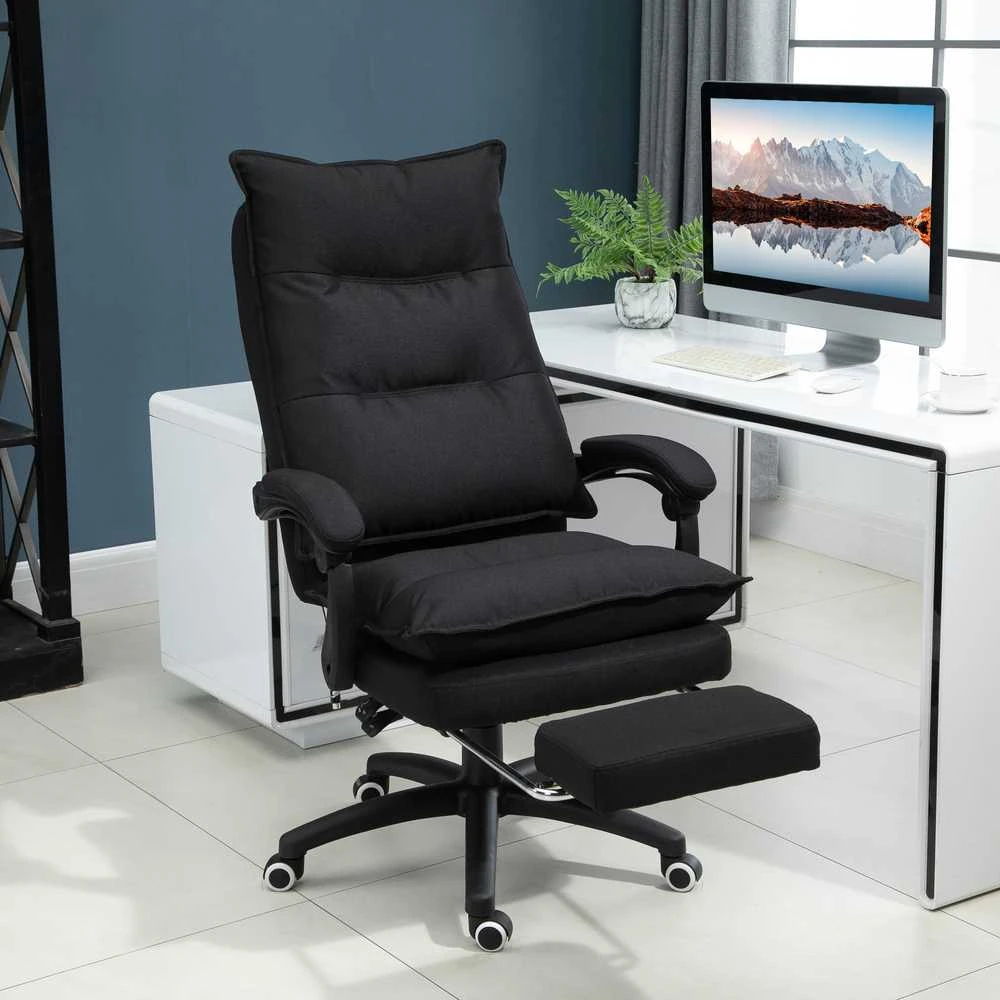 "Vinsetto" biuro kėdė, vadovo kėdė, pasukama kėdė su masažo funkcija, reguliuojamo aukščio, ergonomiška, nailoninė, juoda, 70x62x120-130 cm