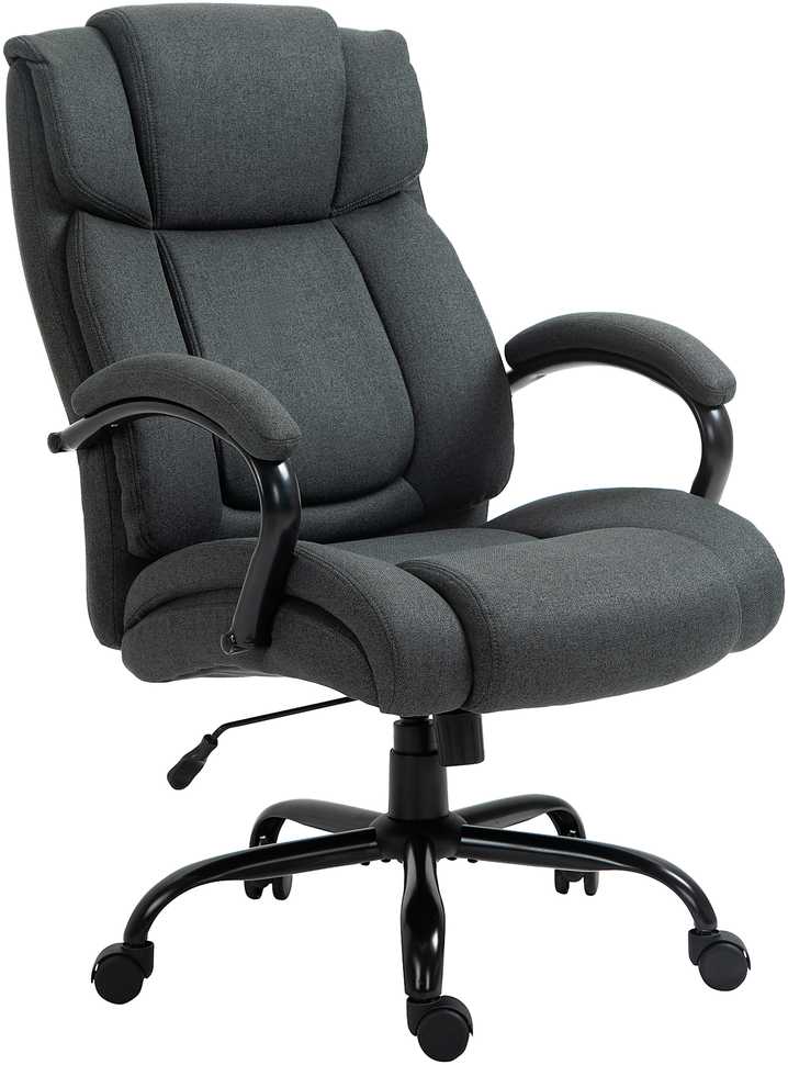 Vinsetto biuro kėdė, ergonomiška darbo kėdė, besisukanti kėdė su paminkštintais porankiais, keliamoji galia iki 220 kg, pilka