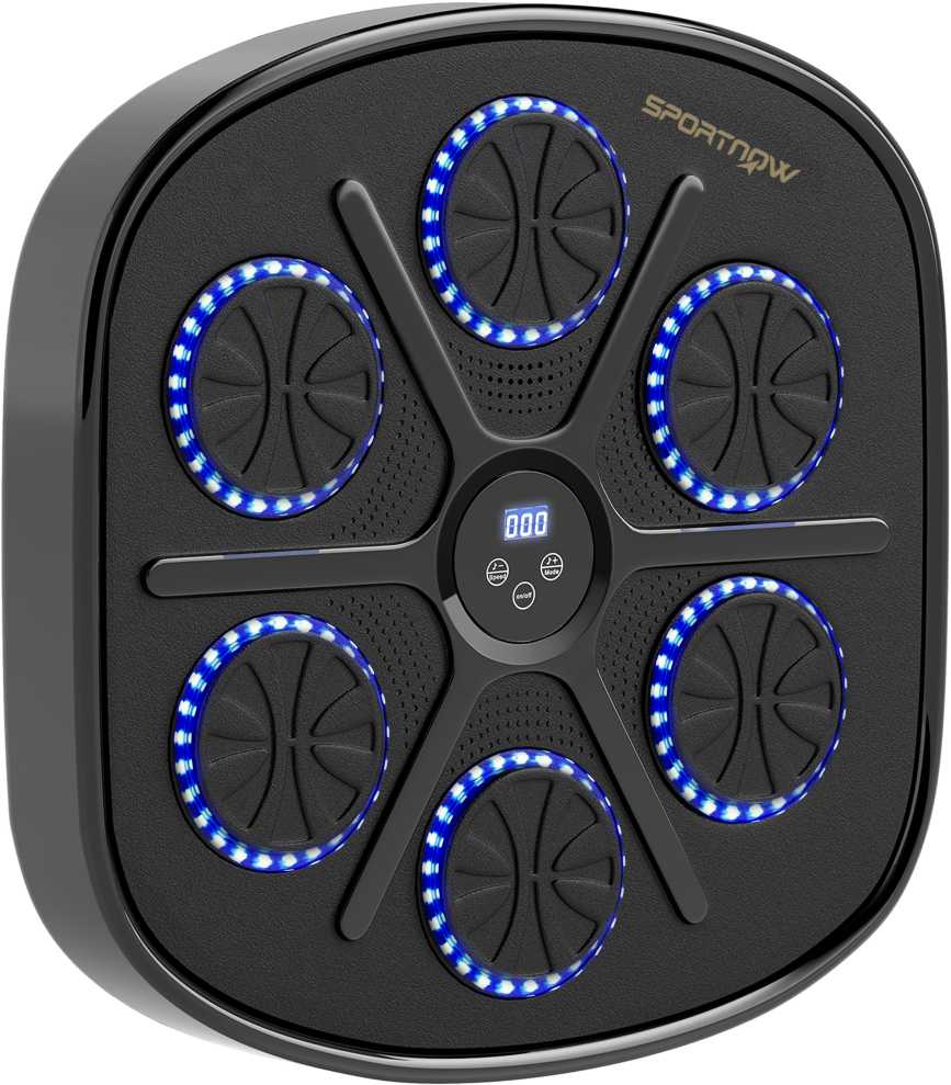 SPORTNOW Music Boxing Machine, elektroninis "Bluetooth" bokso treniruoklis su LED lemputėmis, muzika, sieninis bokso taikinys suaugusiesiems, pratimai namuose, juodas