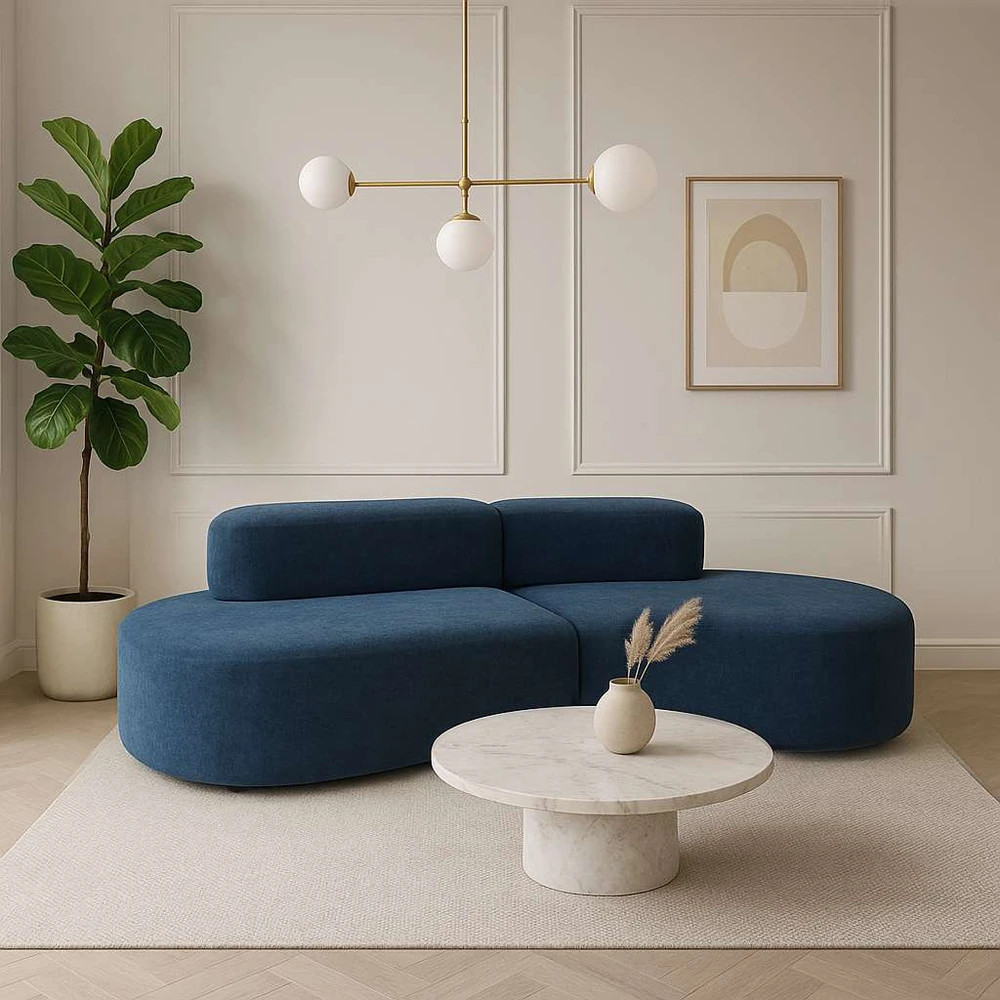 C formos sofa, 280 cm, Nua, tamsiai mėlyna