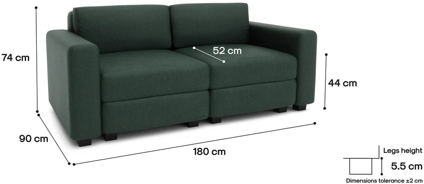 Citysofa 2 vietų modulinė sofa GRACIA - Žalia