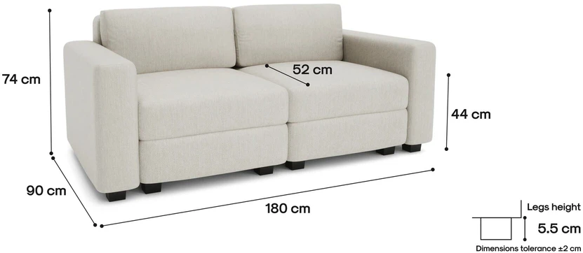 Citysofa 2 vietų modulinė sofa GRACIA - Kreminė smėlio