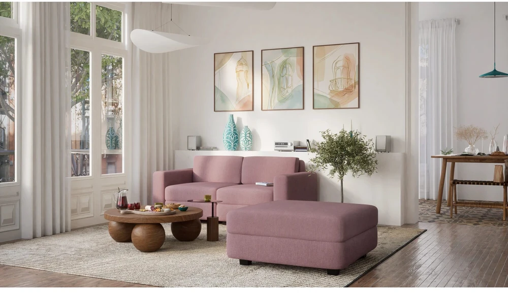 Citysofa 2 vietų modulinė sofa GRACIA - Dulsvai rožinė