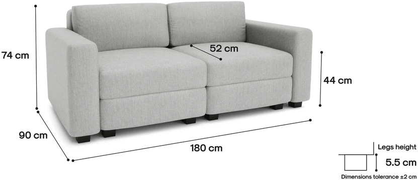 Citysofa 2 vietų modulinė sofa GRACIA - Pilka