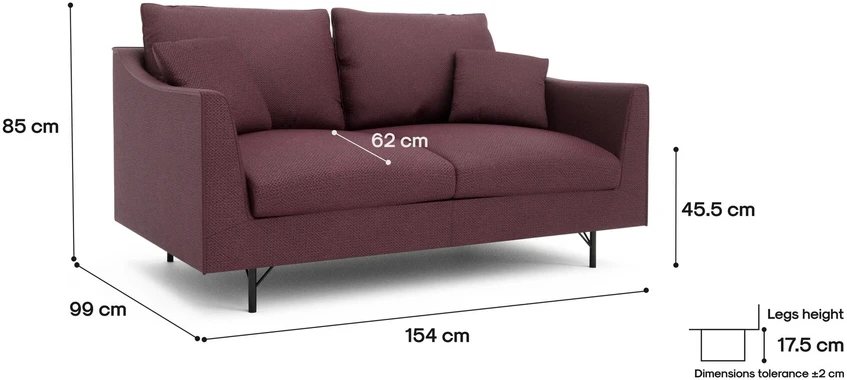 Citysofa 2 vietų sofa Alfama - Bordo