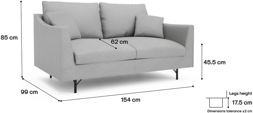Citysofa 2 vietų sofa Alfama - Pilka