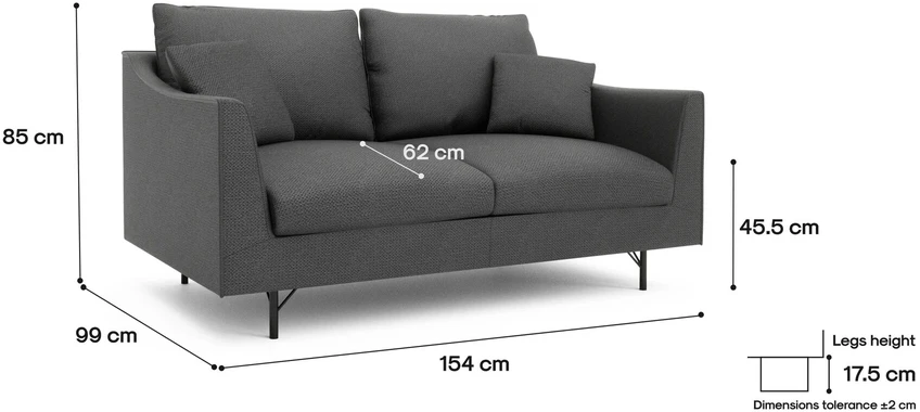 Citysofa 2 vietų sofa Alfama - Tamsiai pilka