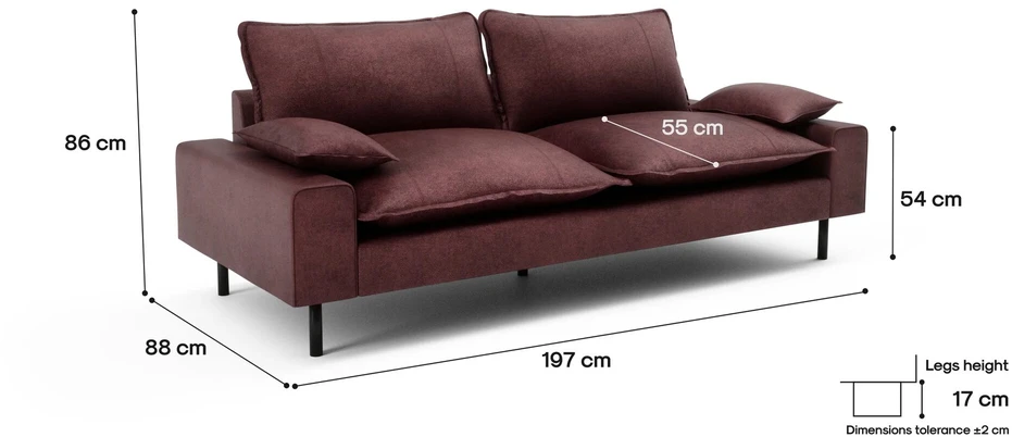 Citysofa 2 vietų sofa Aventine - Bordo