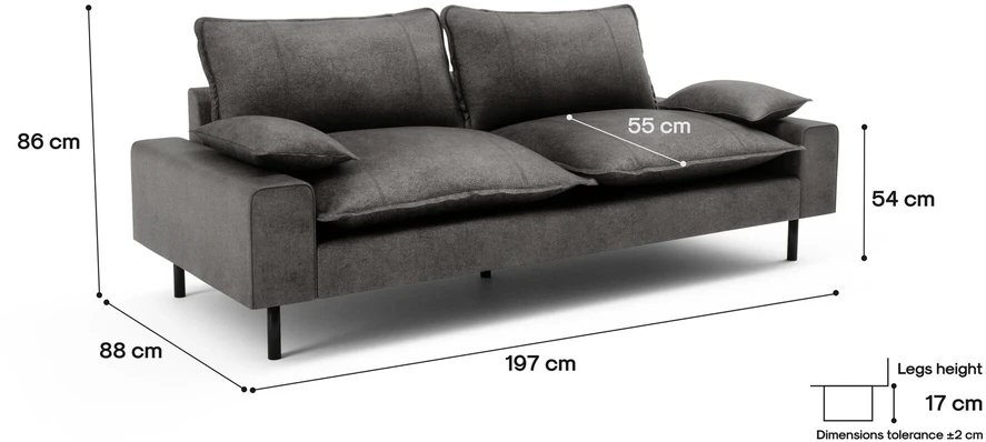 Citysofa 2 vietų sofa Aventine - Grafito