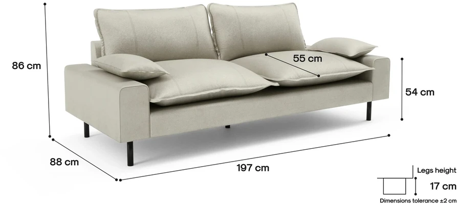 Citysofa 2 vietų sofa Aventine - Kreminė