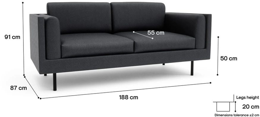Citysofa 2 vietų sofa Chelsea - Pilka