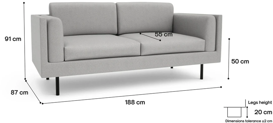 Citysofa 2 vietų sofa Chelsea - Sidabro