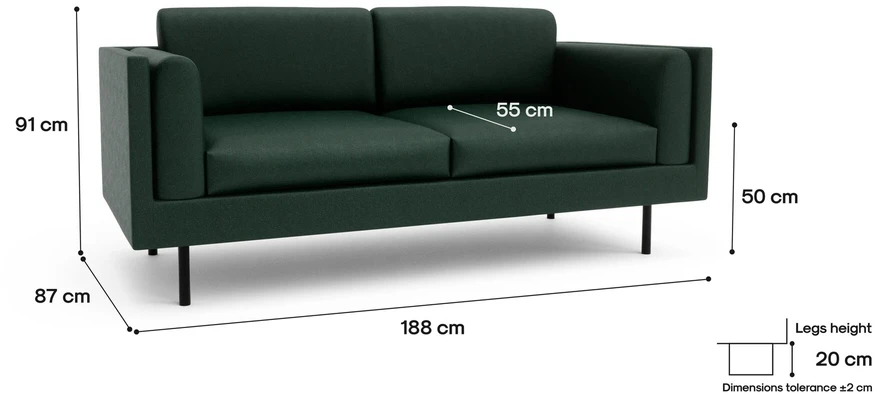 Citysofa 2 vietų sofa Chelsea - Žalia