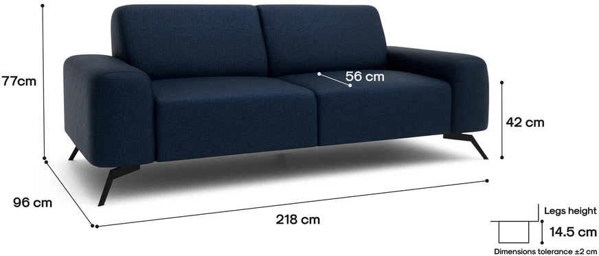 Citysofa 2 vietų sofa Soho - Gili mėlyna